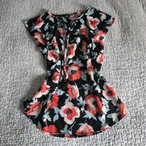 Talbots Floral Front Tie Blouse, Size 4